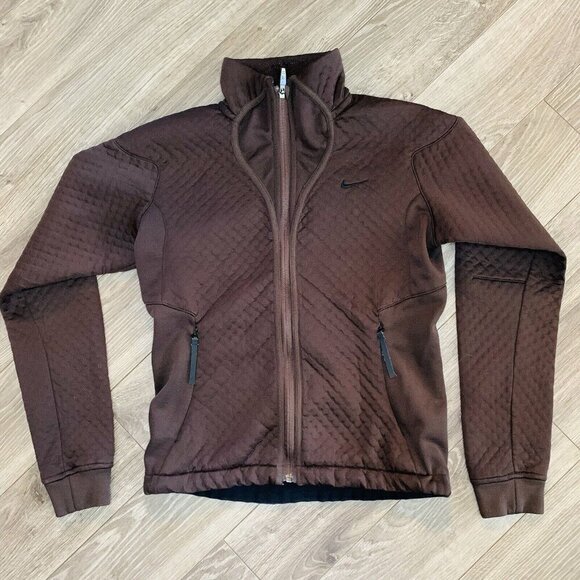 Nike Sphere Thermal Jacket Women's Size S brown Waffle Weave Running Outdoors - Picture 1 of 12